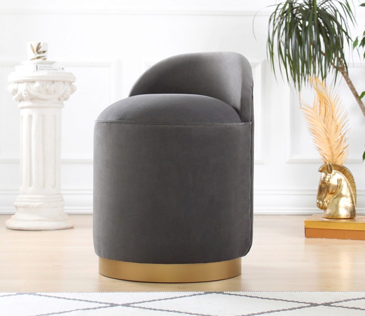 Taburet, Atelier del Sofa, 209FLF1107, Gri inchis - imagine 6